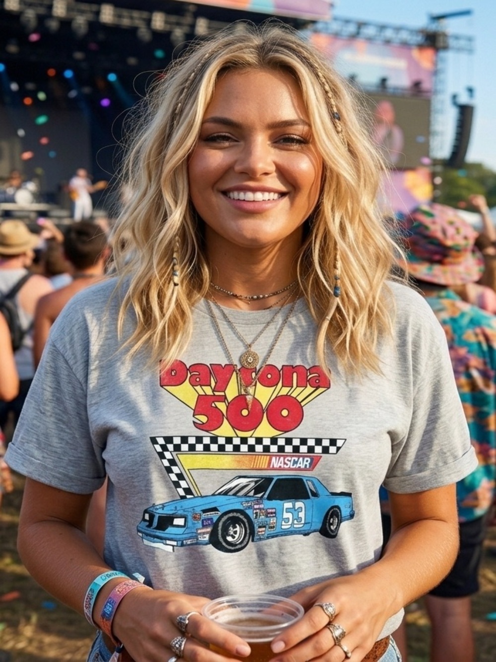 💥3for$38 NWT Retro Nascar Daytona 500 Racing Graphic T-Shirt